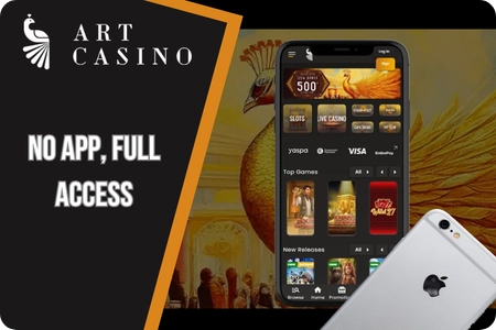 Art Casino mobile version running in a smartphone browser